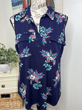 Blue Mood Tropical Sleeveless Top